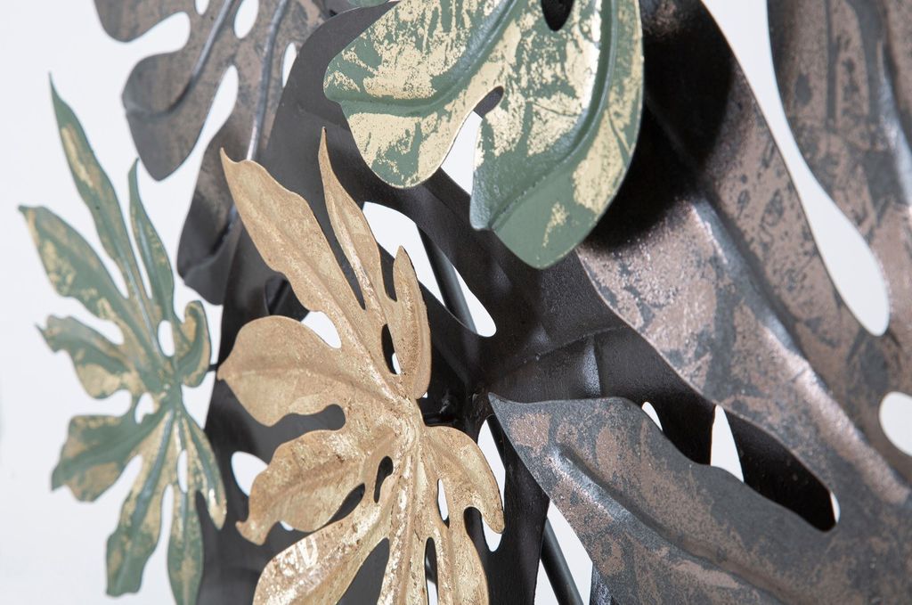 Fali dekoráció, trópusi levelek antracit, zöld, arany - feuillettes - butopêa